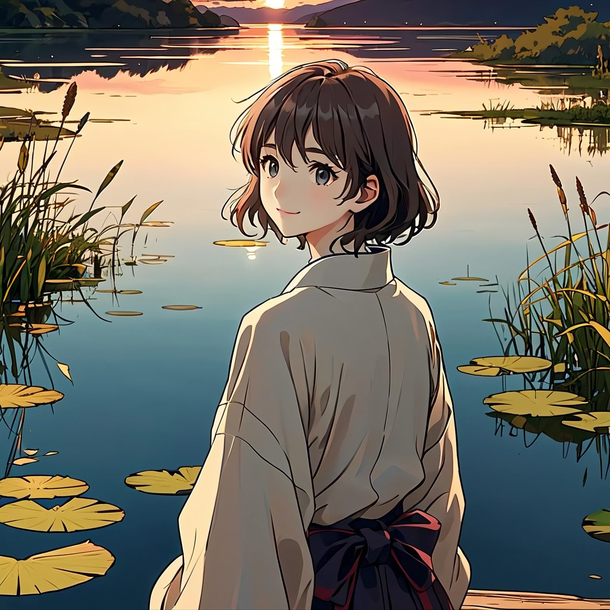 Evening Pond/傍晚的池塘/夕暮れの池
