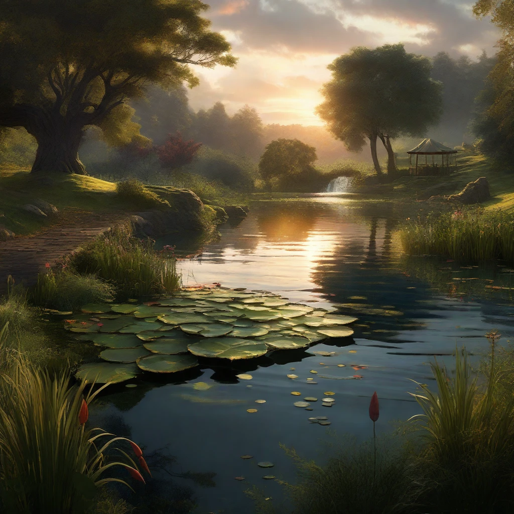 Evening Pond/傍晚的池塘/夕暮れの池