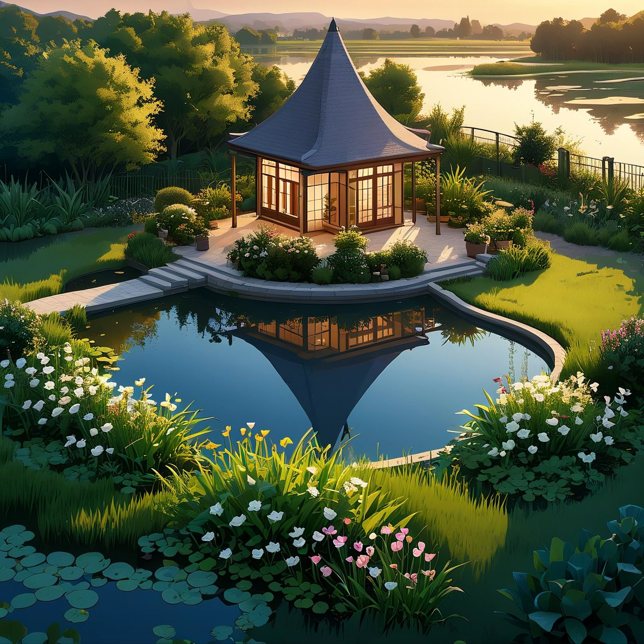 Evening Pond/傍晚的池塘/夕暮れの池