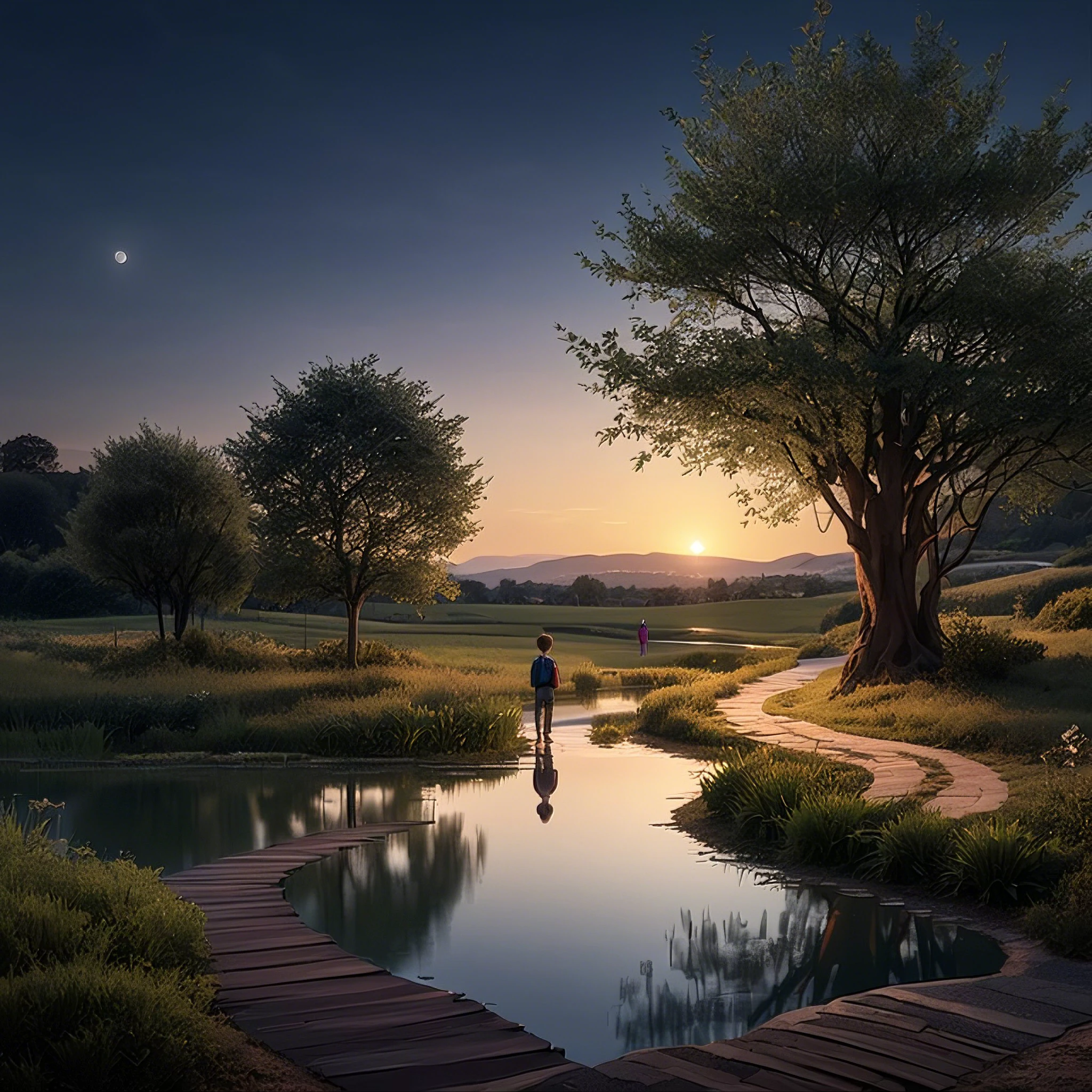 Evening Pond/傍晚的池塘/夕暮れの池