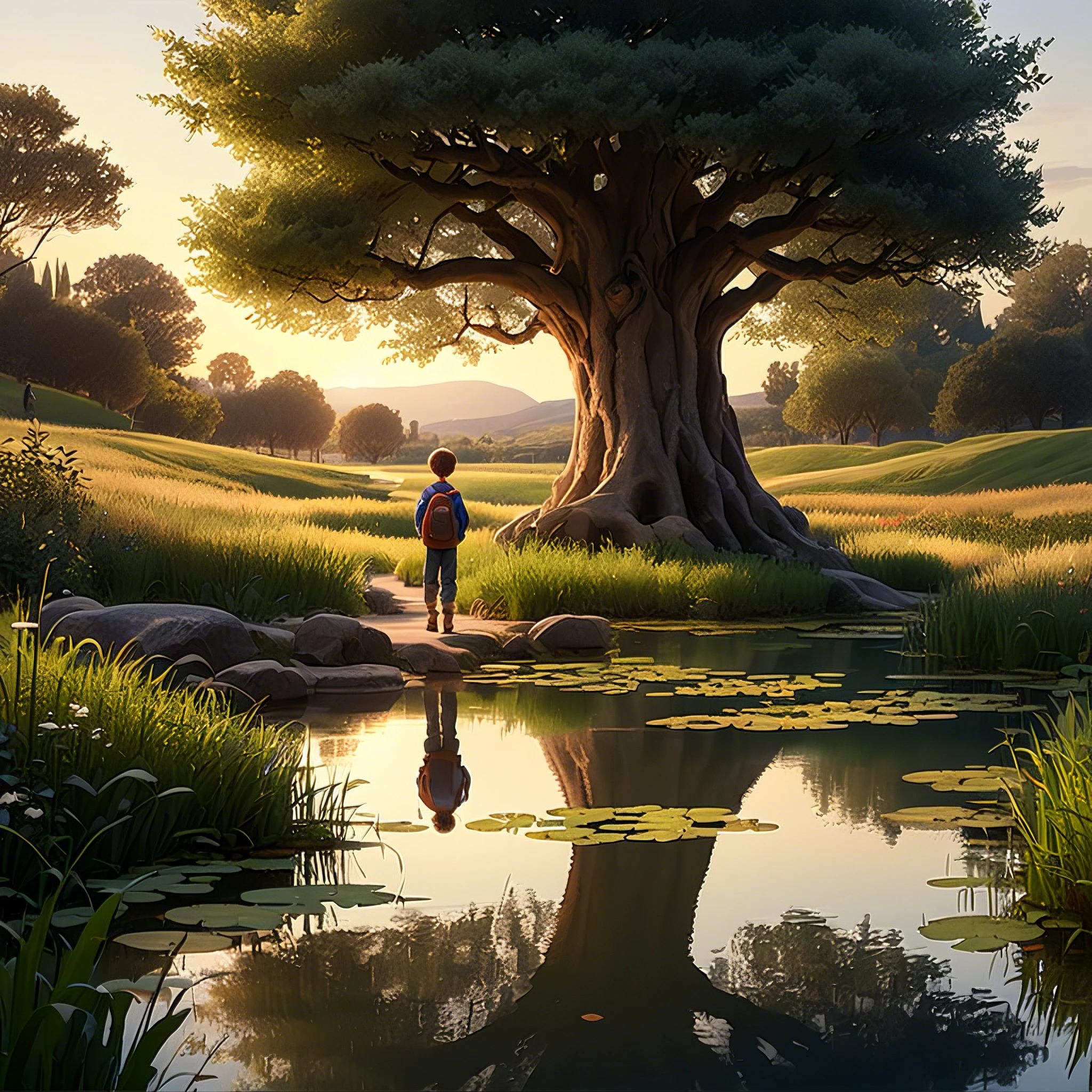 Evening Pond/傍晚的池塘/夕暮れの池