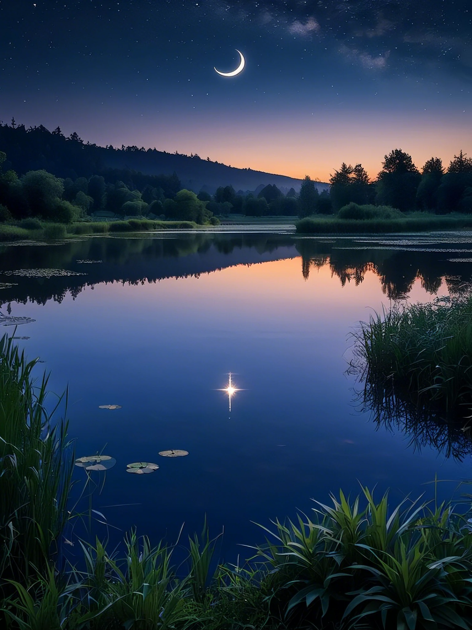 Evening Pond/傍晚的池塘/夕暮れの池