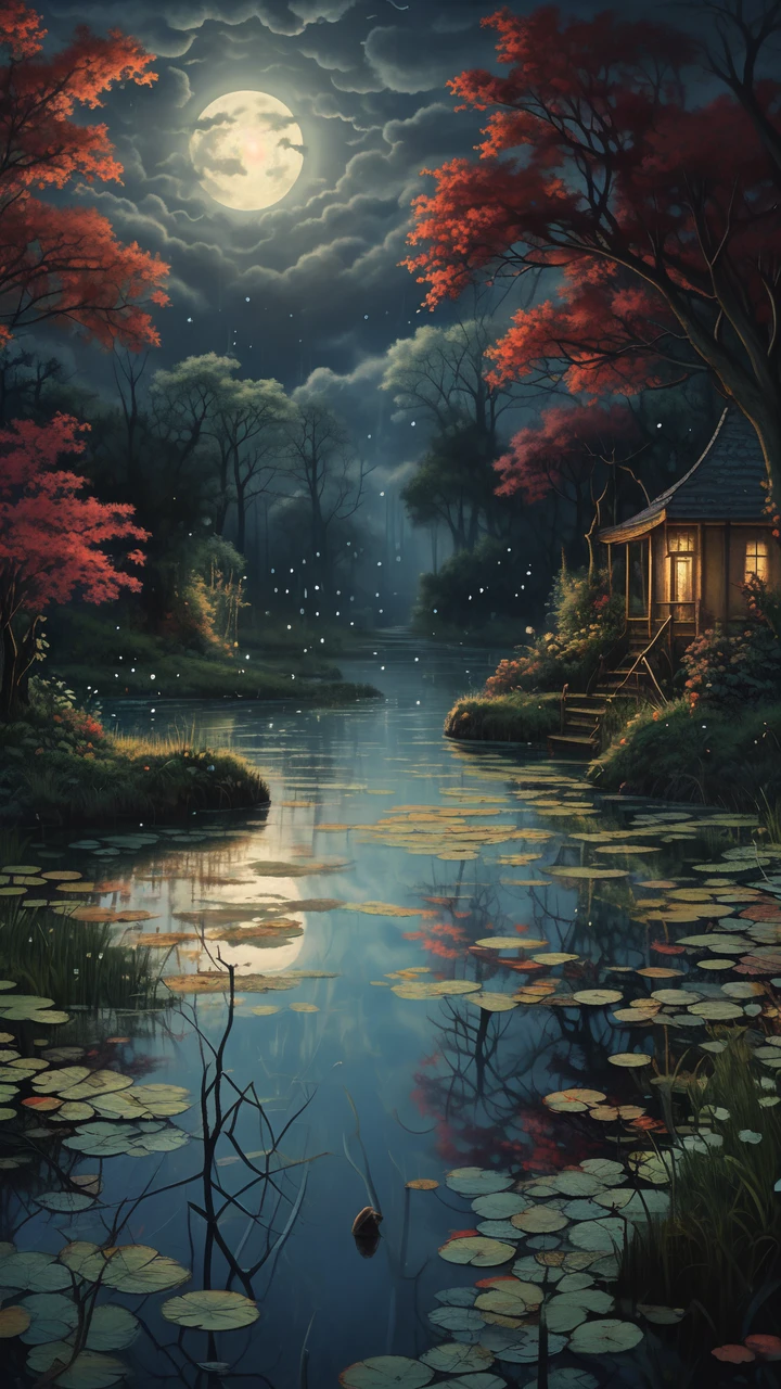 Evening Pond/傍晚的池塘/夕暮れの池