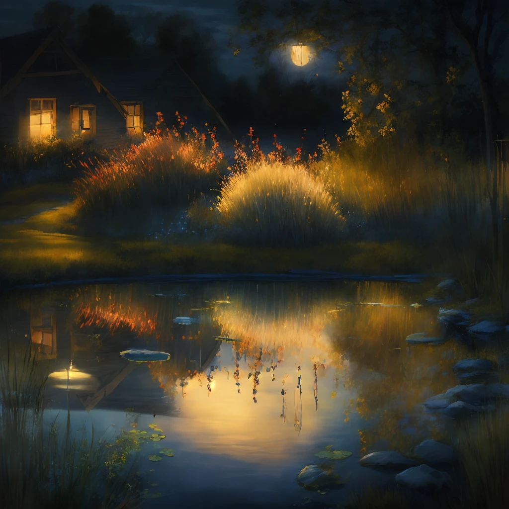 Evening Pond/傍晚的池塘/夕暮れの池