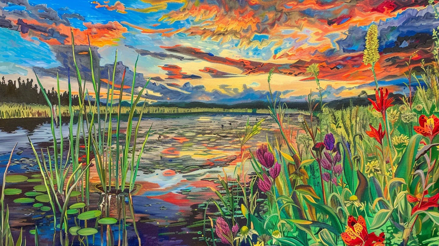 Evening Pond/傍晚的池塘/夕暮れの池