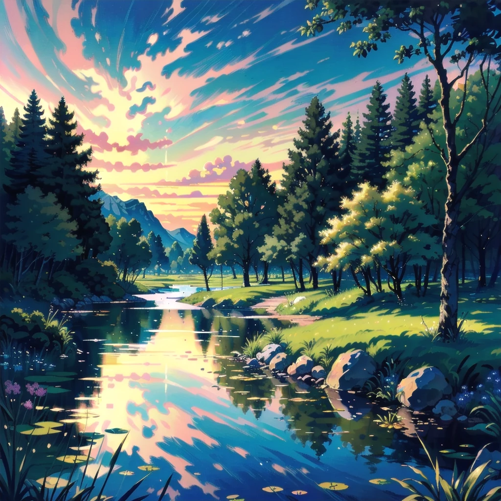 Evening Pond/傍晚的池塘/夕暮れの池