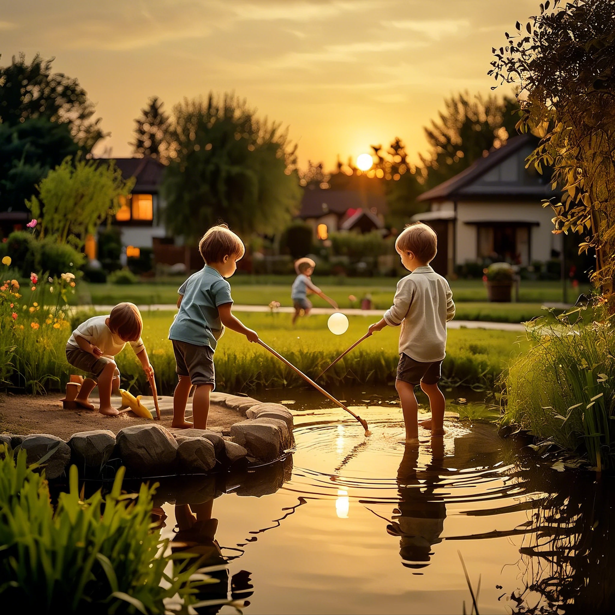 Evening Pond/傍晚的池塘/夕暮れの池