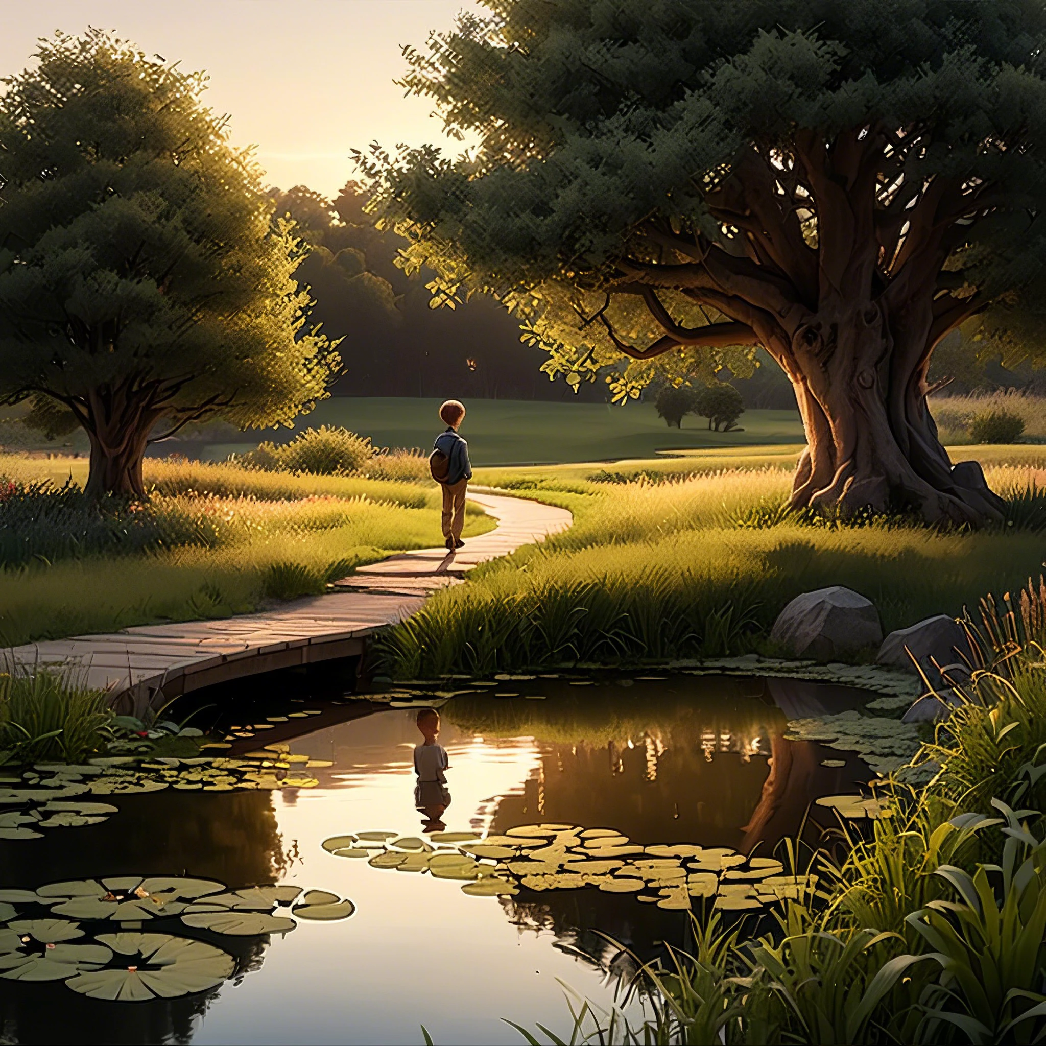 Evening Pond/傍晚的池塘/夕暮れの池