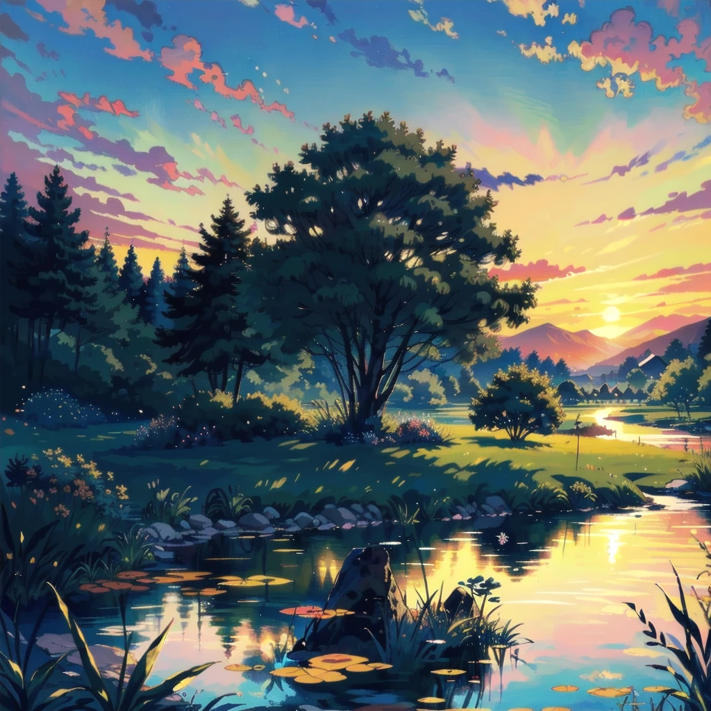 Evening Pond/傍晚的池塘/夕暮れの池