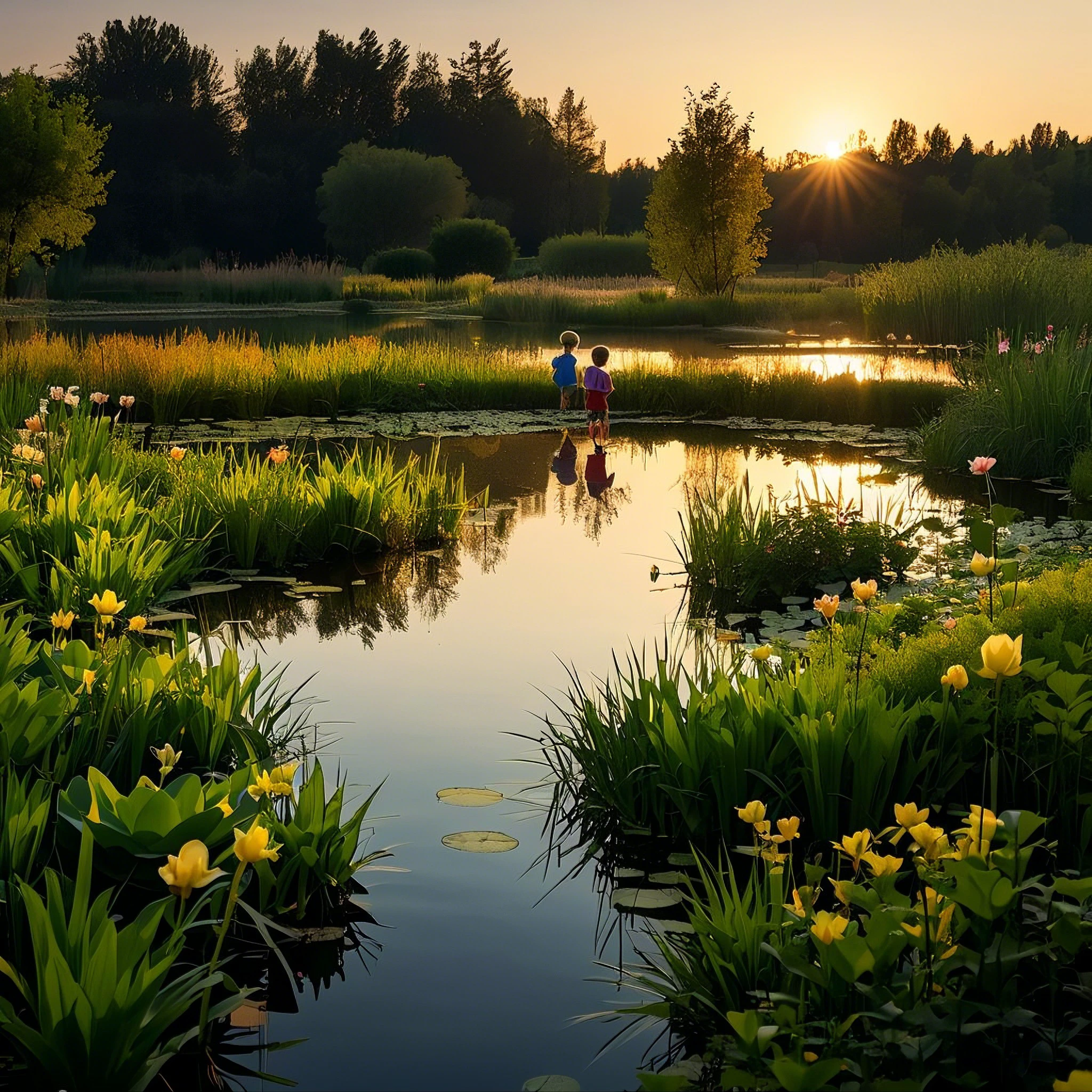 Evening Pond/傍晚的池塘/夕暮れの池