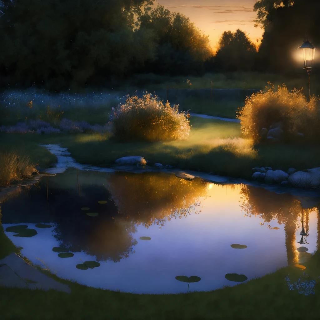 Evening Pond/傍晚的池塘/夕暮れの池
