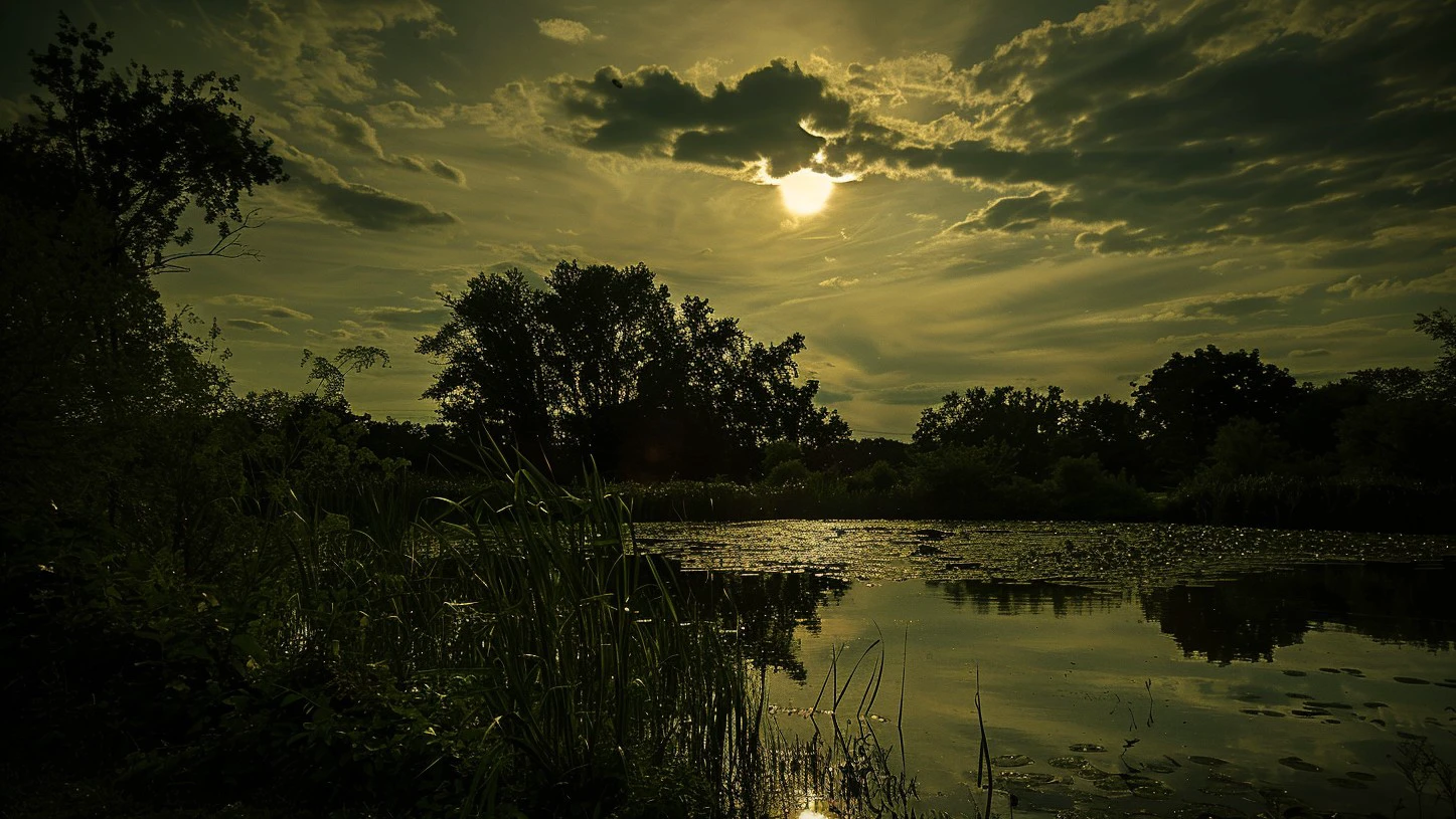 Evening Pond/傍晚的池塘/夕暮れの池