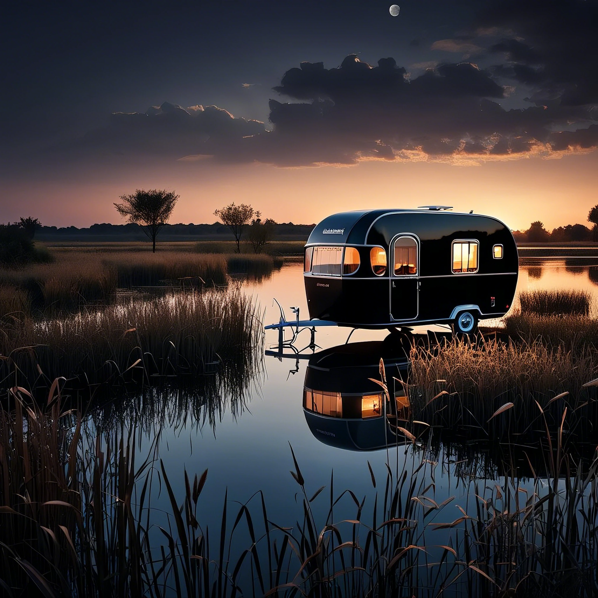 Evening Pond/傍晚的池塘/夕暮れの池