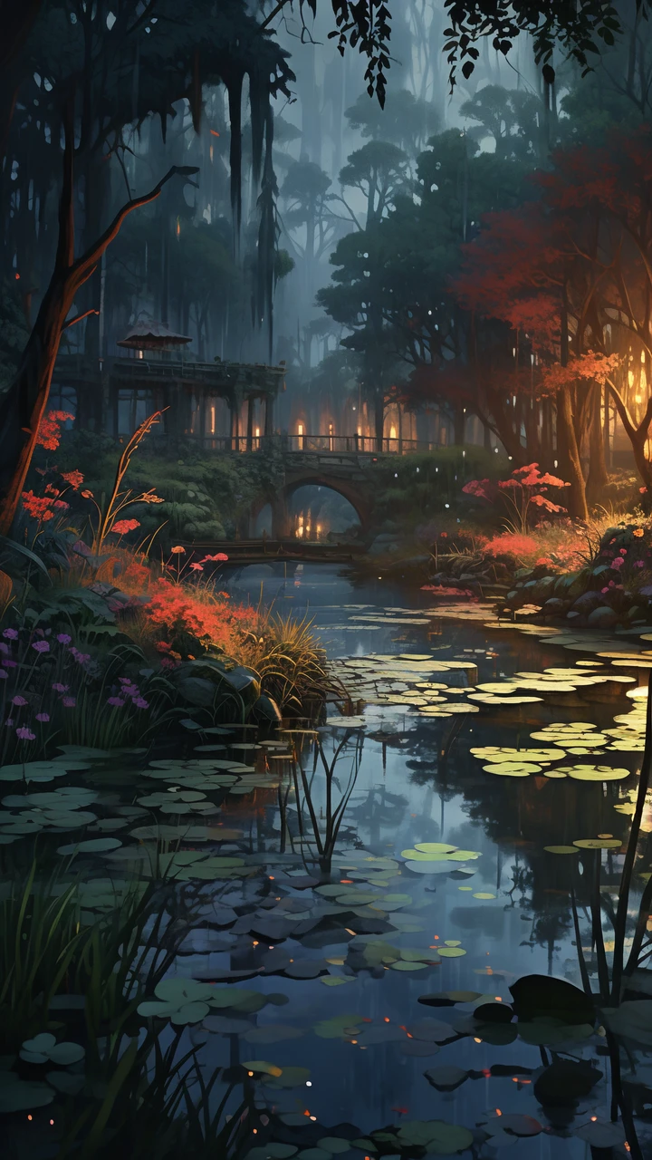 Evening Pond/傍晚的池塘/夕暮れの池