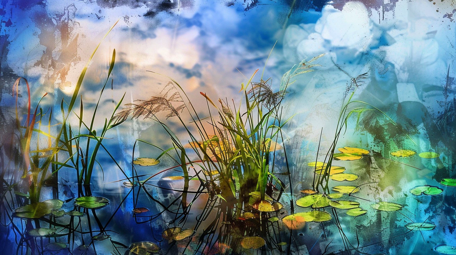 Evening Pond/傍晚的池塘/夕暮れの池