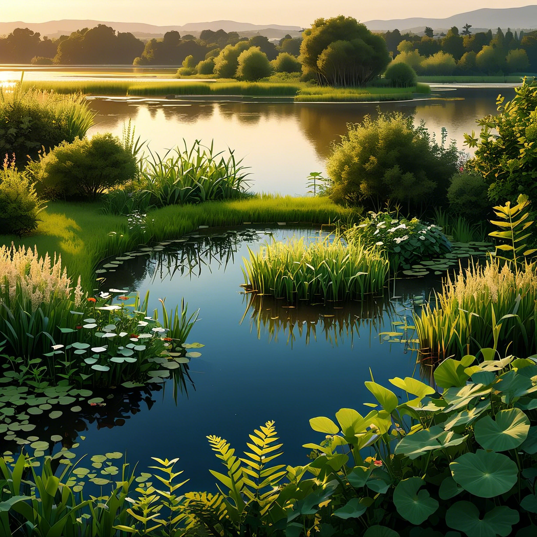 Evening Pond/傍晚的池塘/夕暮れの池