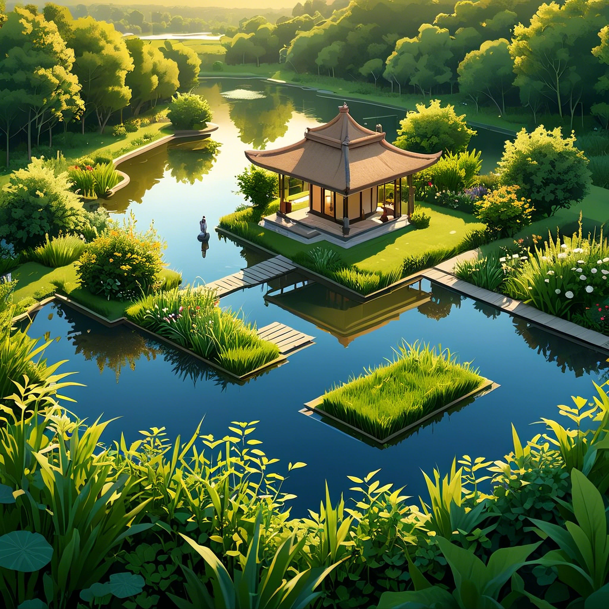 Evening Pond/傍晚的池塘/夕暮れの池
