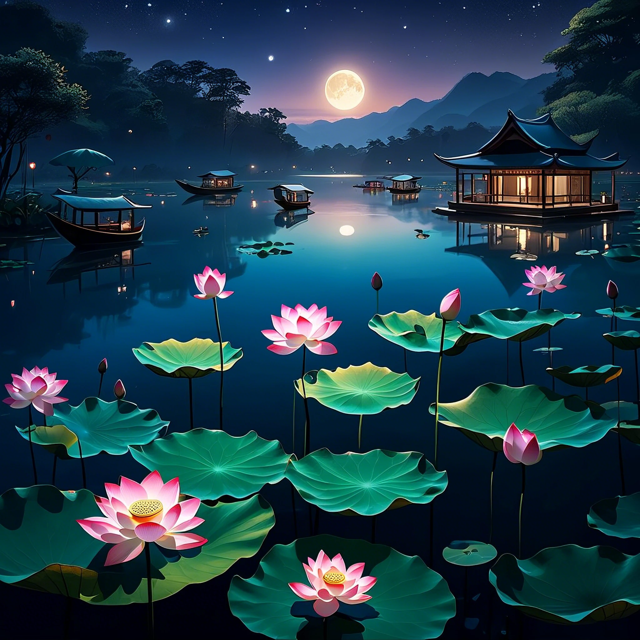 Evening Pond/傍晚的池塘/夕暮れの池