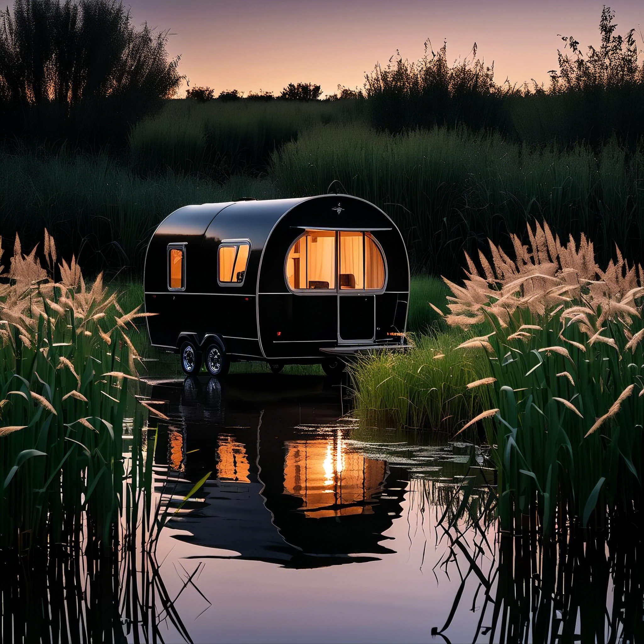 Evening Pond/傍晚的池塘/夕暮れの池