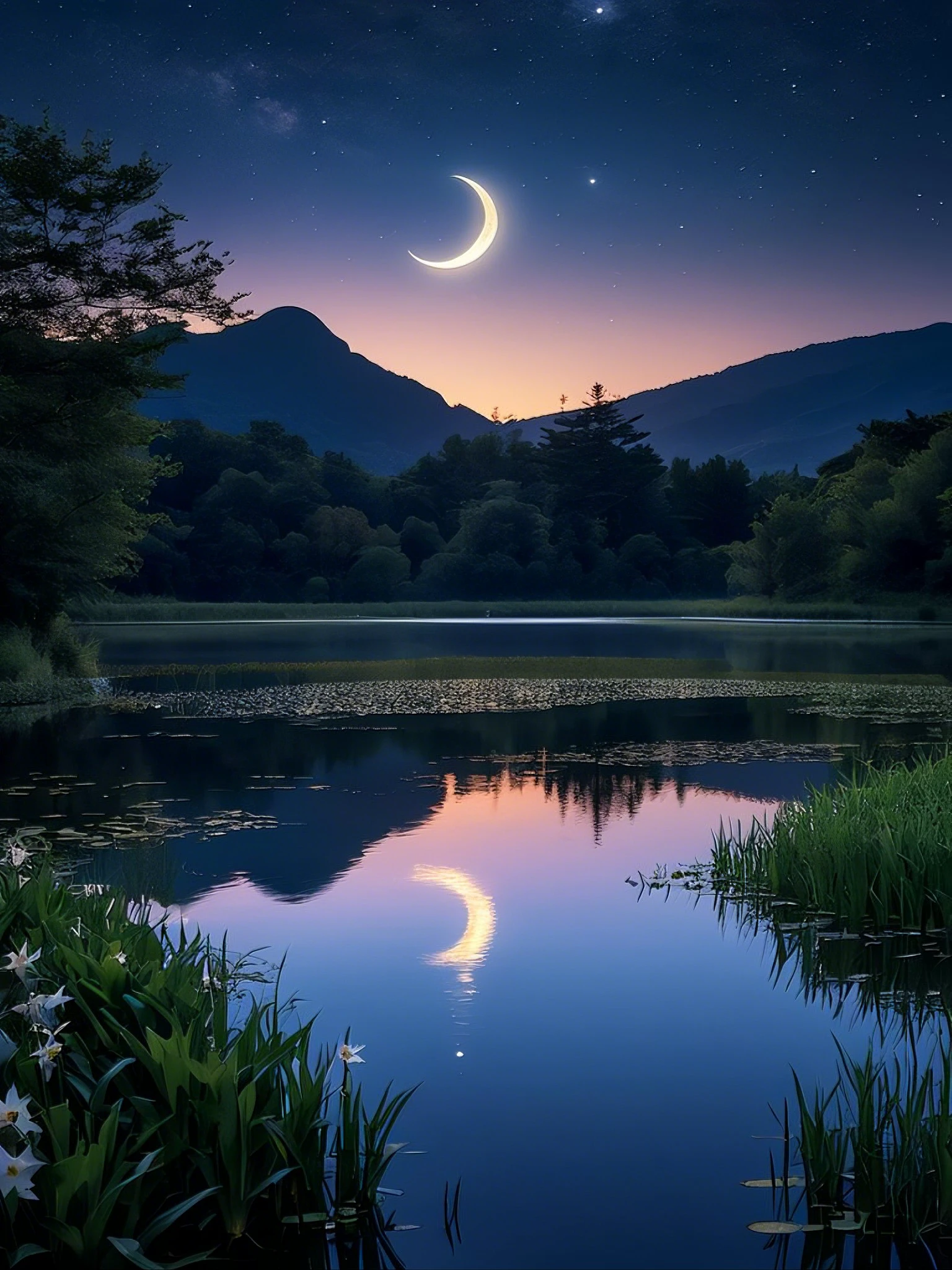 Evening Pond/傍晚的池塘/夕暮れの池