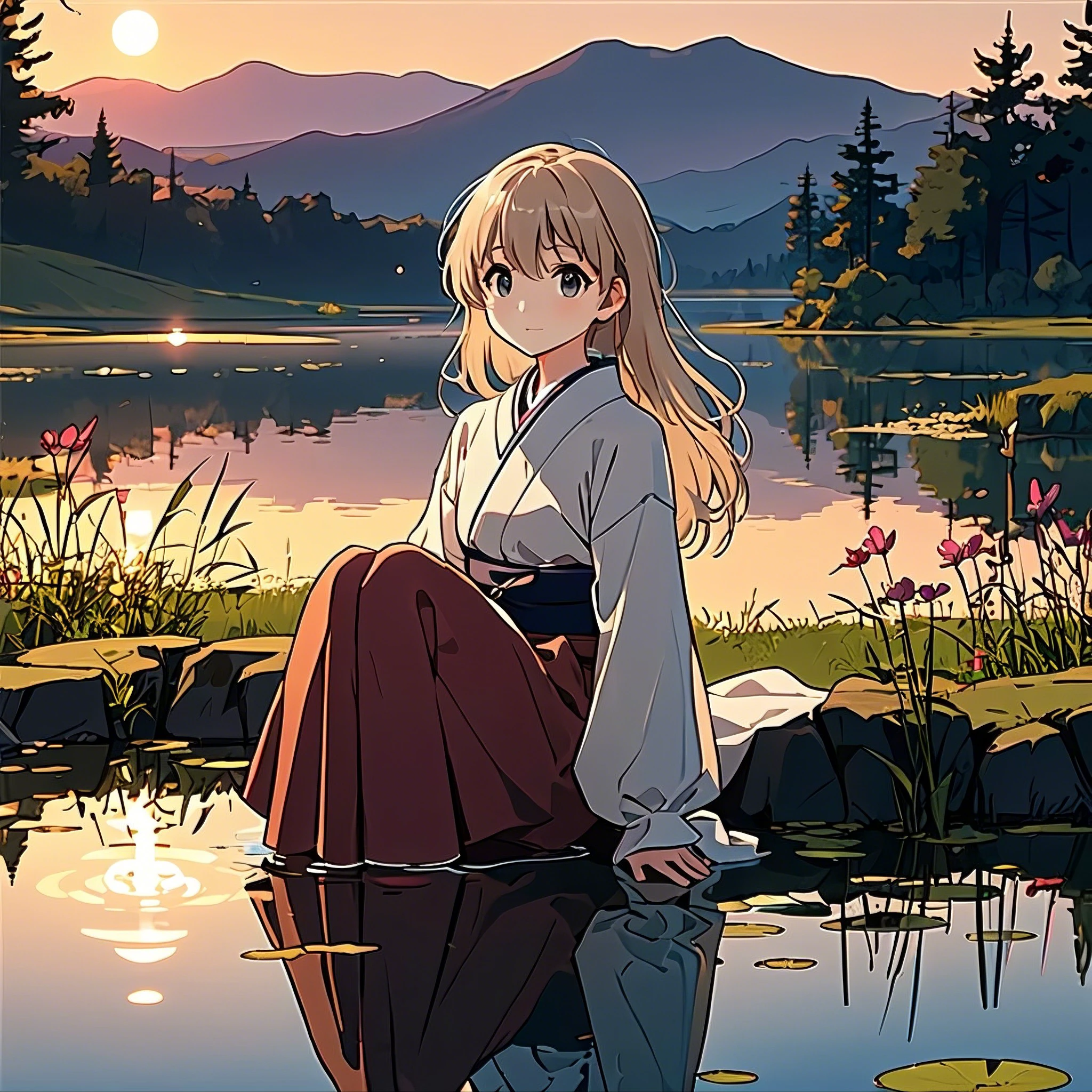 Evening Pond/傍晚的池塘/夕暮れの池