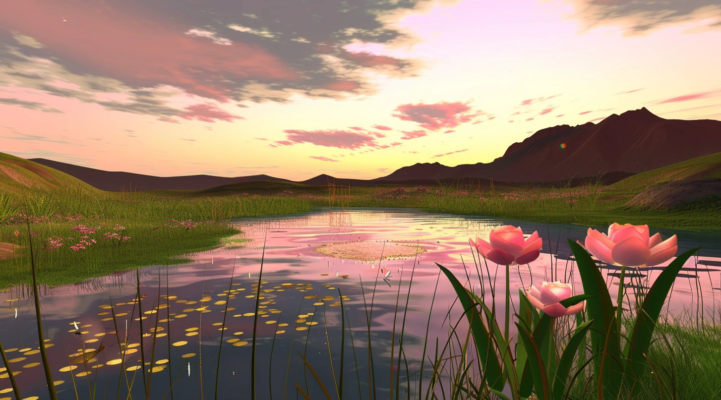 Evening Pond/傍晚的池塘/夕暮れの池