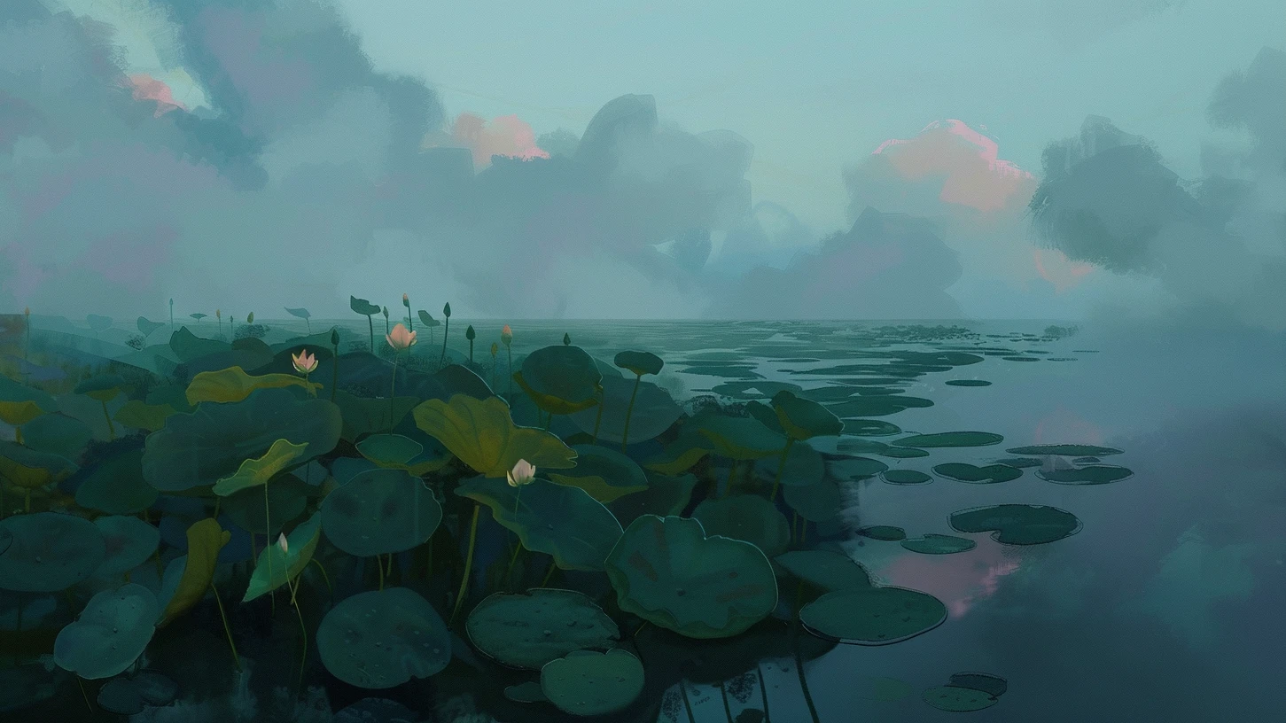 Evening Pond/傍晚的池塘/夕暮れの池