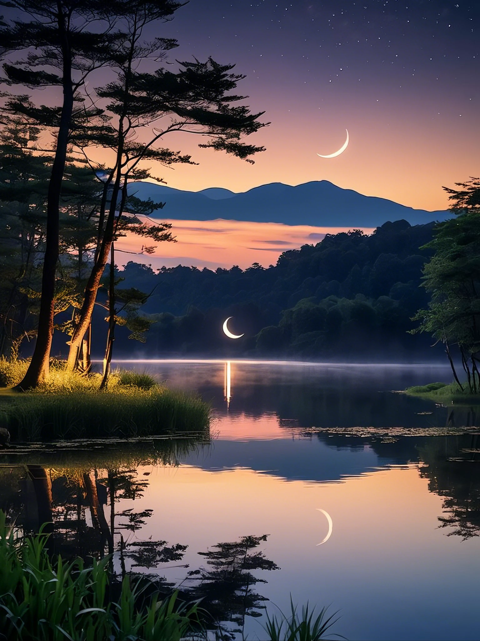 Evening Pond/傍晚的池塘/夕暮れの池