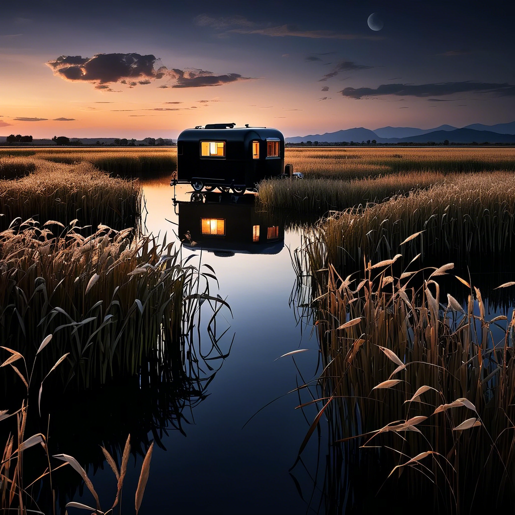 Evening Pond/傍晚的池塘/夕暮れの池