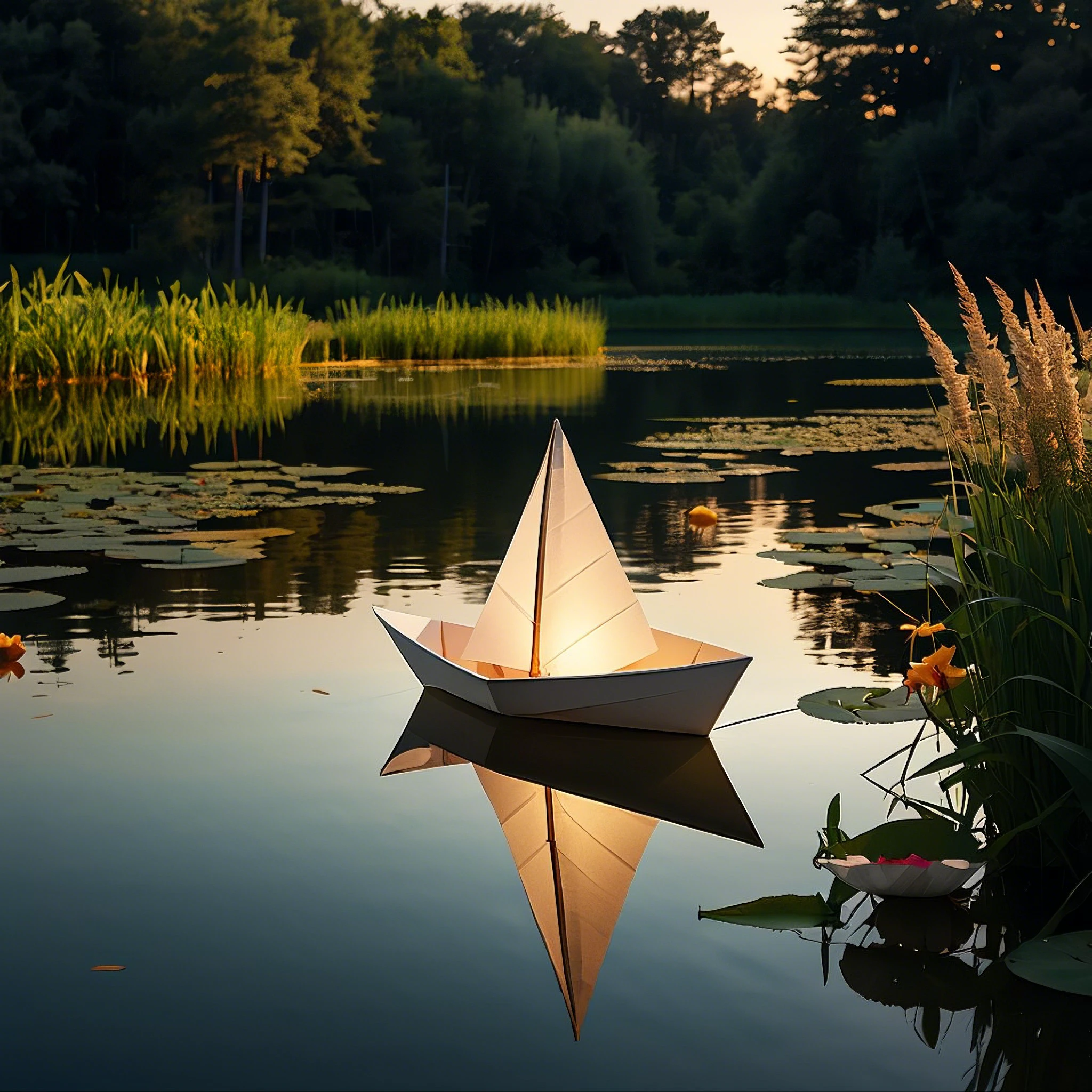 Evening Pond/傍晚的池塘/夕暮れの池