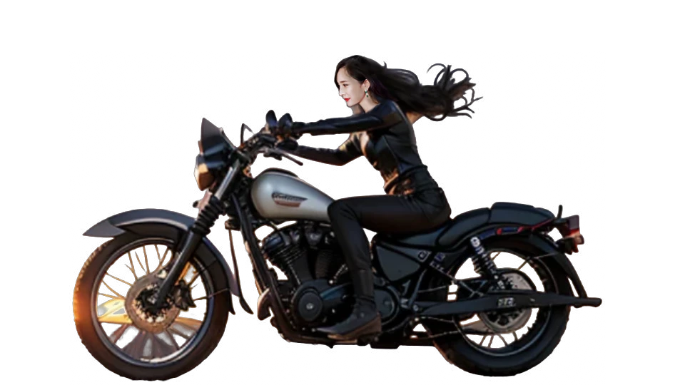 ハーレーに乗る女性ライダー