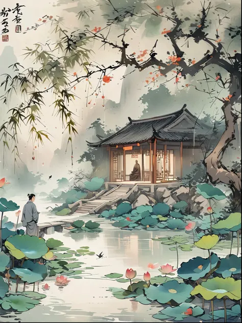 Retro Chinese ink painting style-复古国风水墨画风格