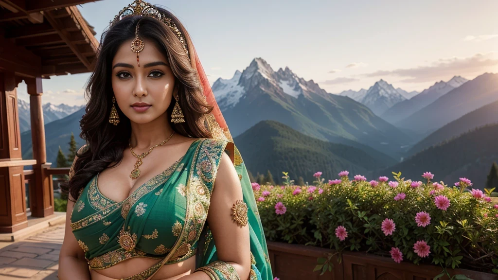 Beautiful Indian Girl With Mountains