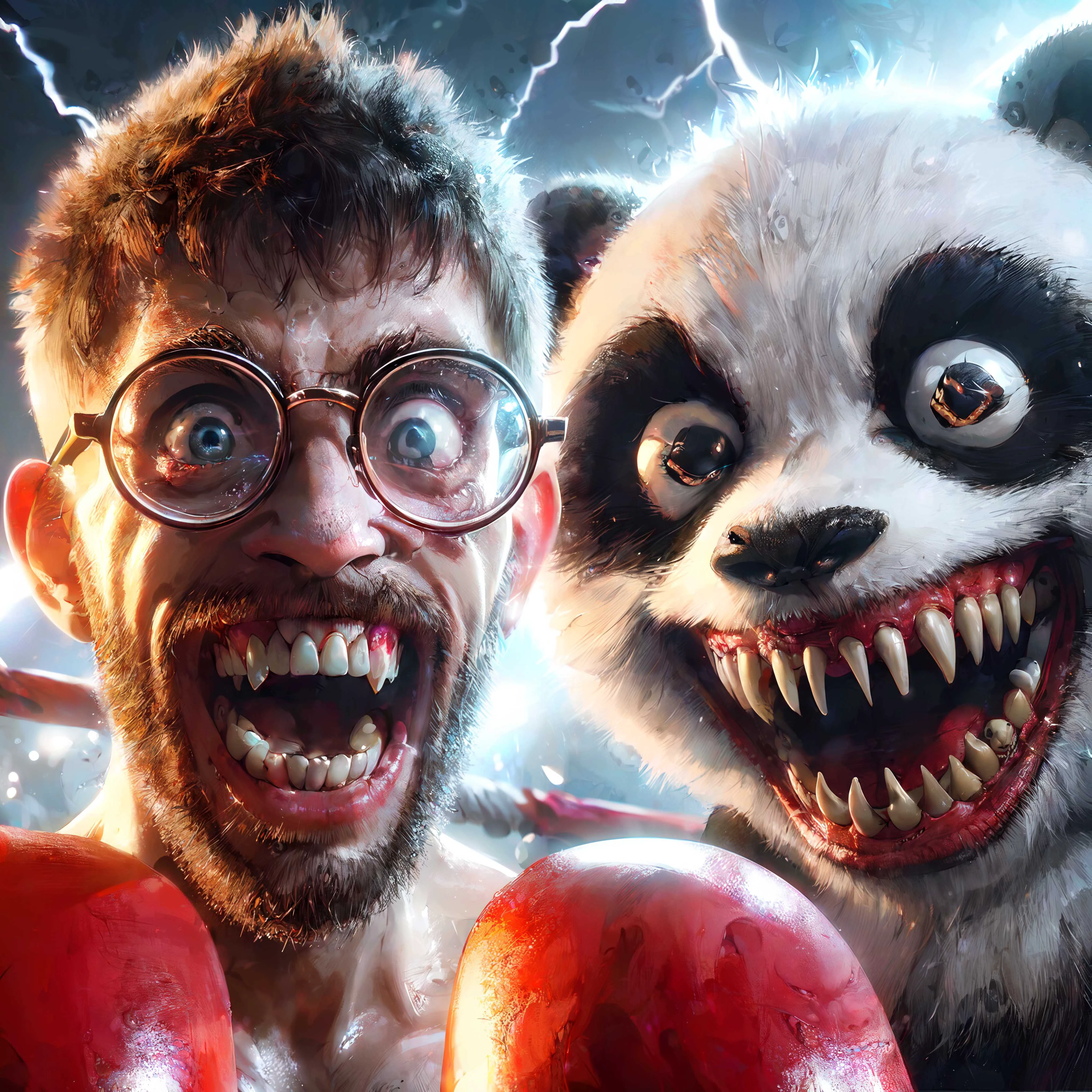 ムエタイファイターvs恐怖の人喰いパンダvs眼鏡をかける