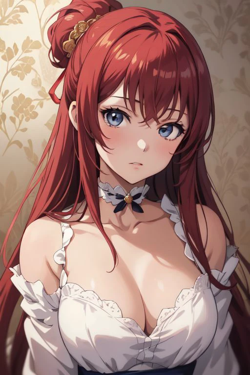 A close up of a woman in a dress sitting on a table