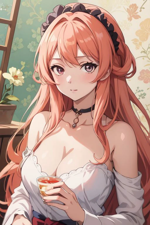 A close up of a woman in a dress sitting on a table