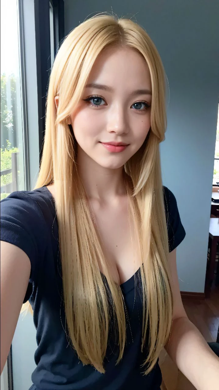 Mulher loira natural olhos azuis brasileira mesclada com asiatica 