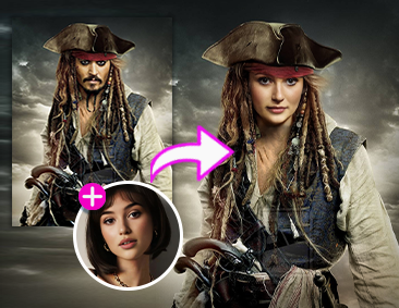 Échanger le visage avec le Capitaine Jack Sparrow