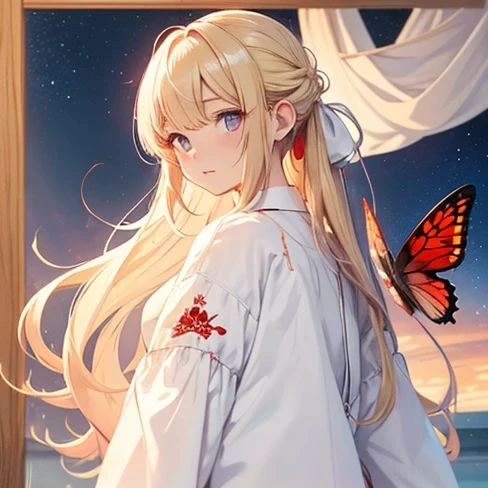 White kimono in Red butterflies 🦋