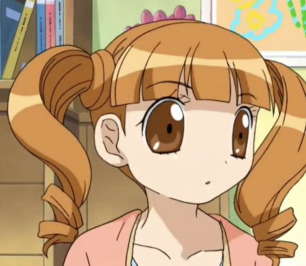 1girl, orange hair, pigtails, solo, hazel brown eyes, Uta Yumeno onigai my meloy
