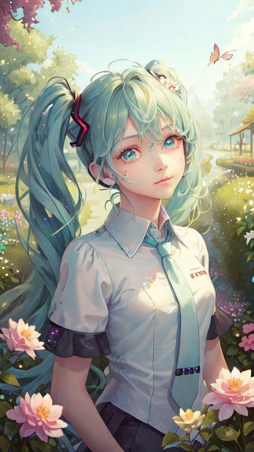 Hatsune Miku in a Field of Flowers