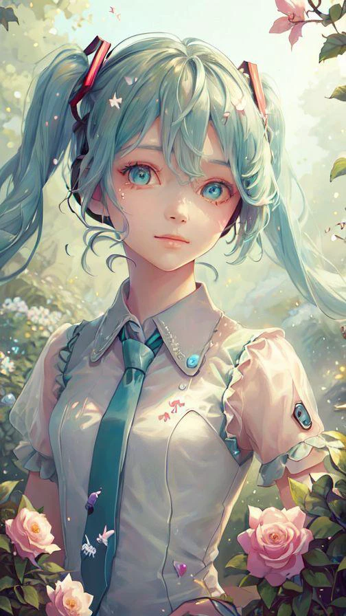 Hatsune Miku in a Field of Flowers