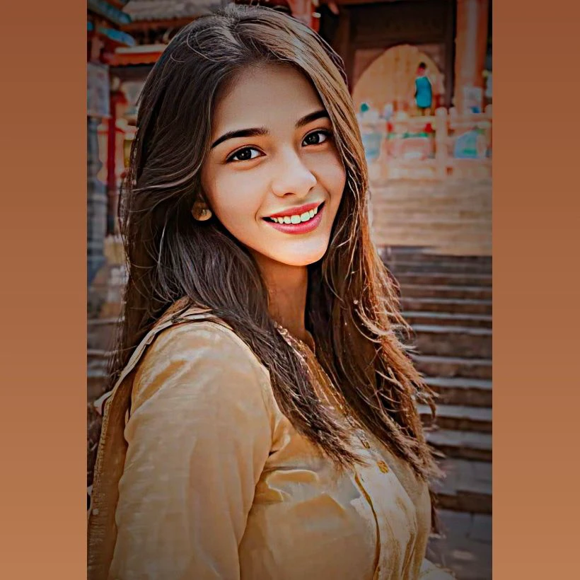 Girl at temple for puja