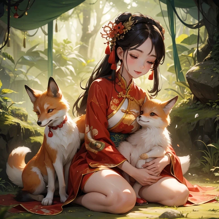 1)Little baby fox and beautiful girl