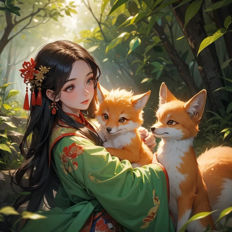 1)Little baby fox and beautiful girl