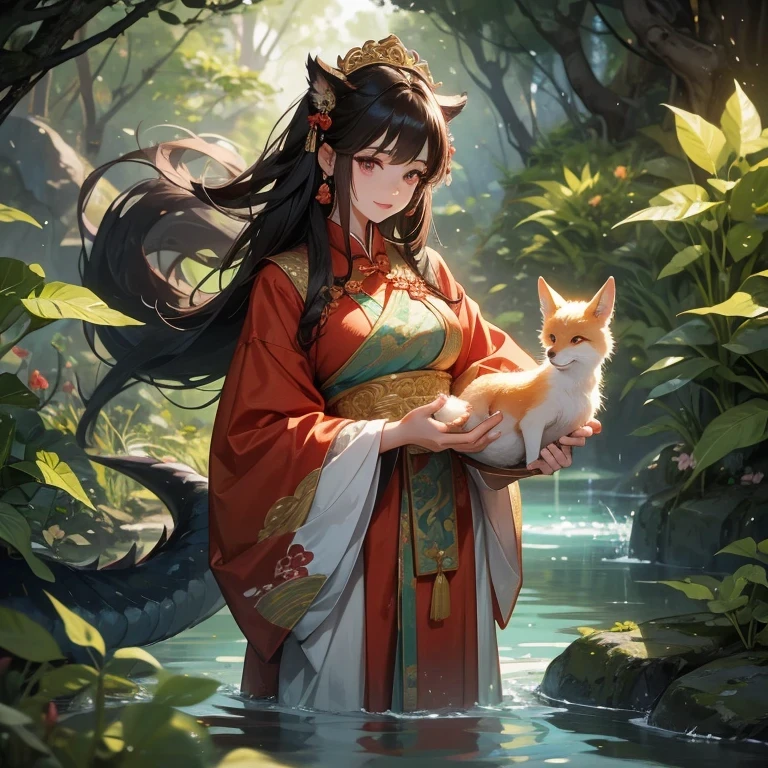 1)Little baby fox and beautiful girl