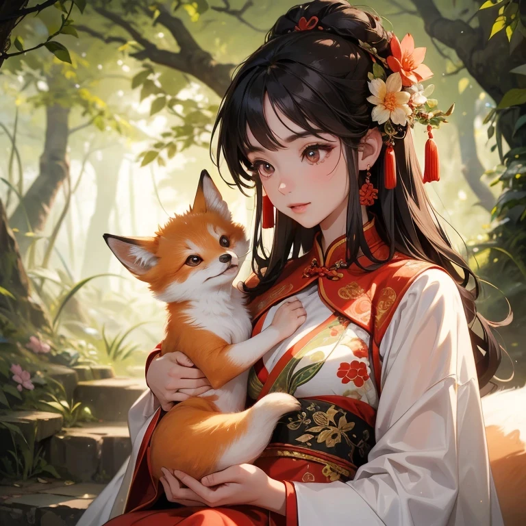 1)Little baby fox and beautiful girl