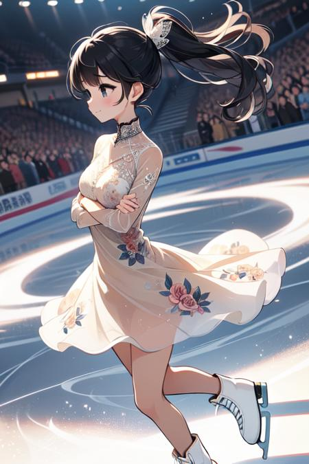girl like flying spin  pair skating  figure skating  knee slides 1