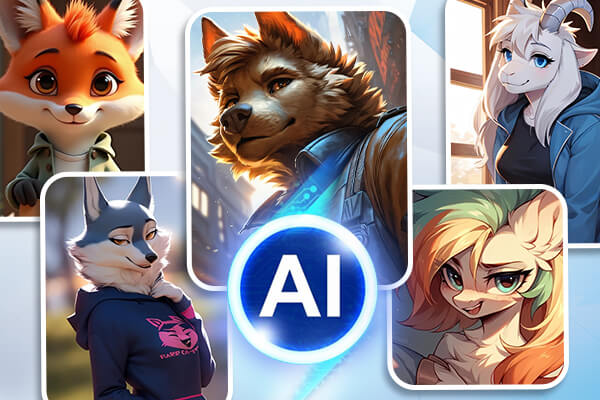 Multiple AI furry art images