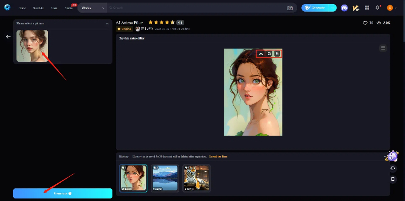 Convert an image to anime style with SeaArt's AI anime filter